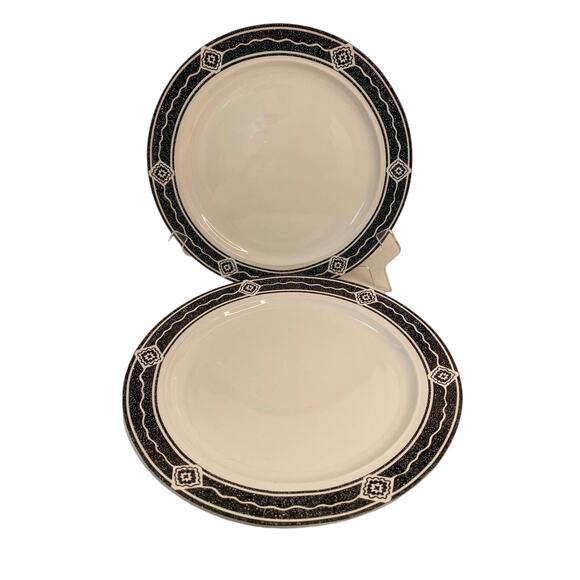 Vintage Majesticware Black Diamond by Sakura, Sue Zipkin 1994, chop plates set/2 - Picture 1 of 4